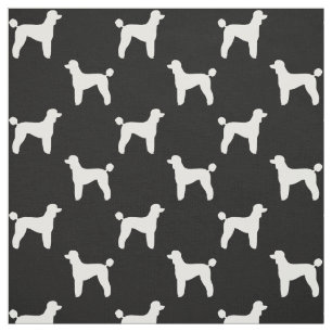 Standard Poodle Dog Silhouettes Black and White Fabric