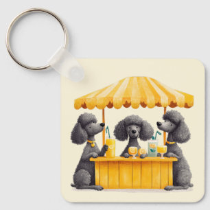 Standard Poodle Dogs Running A Lemonade Stand Keychain