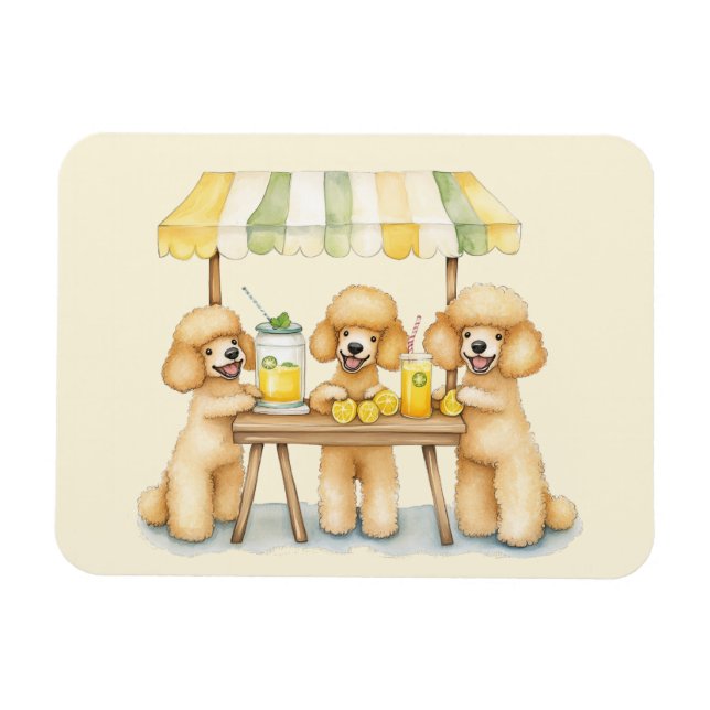 Standard Poodle Dogs Running A Lemonade Stand Magnet (Horizontal)