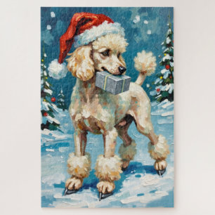 Standard Poodle Ice Skater Christmas Gift Hat Jigsaw Puzzle