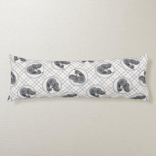 Standard Poodle Painting Parti Black White Dog Art Body Pillow