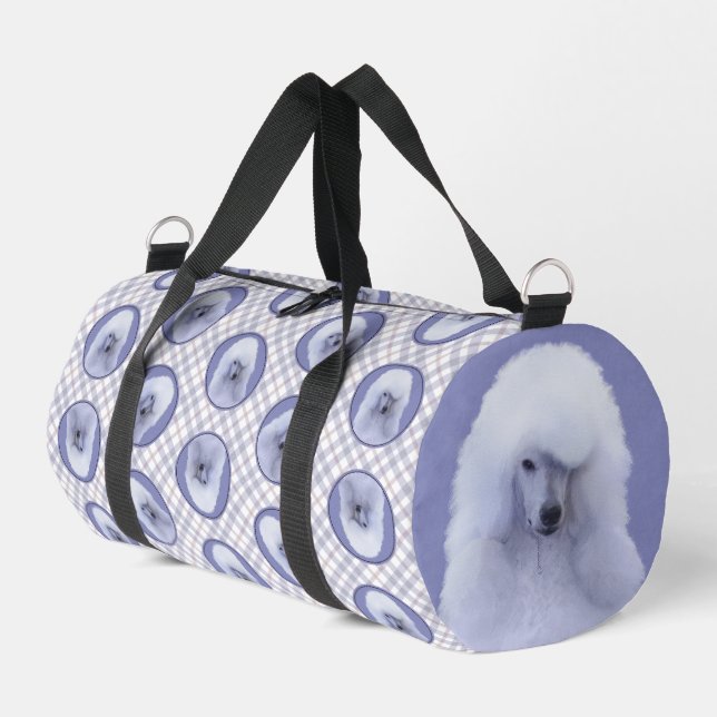 Standard Poodle Painting White Original Dog Art Duffle Bag (Left Corner)