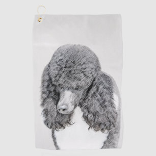 Standard Poodle Parti Painting - Original Dog Art Golf Towel