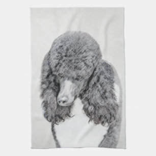 Standard Poodle Parti Painting - Original Dog Art Kitchen Towel