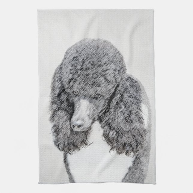 Standard Poodle Parti Painting - Original Dog Art Kitchen Towel (Vertical)