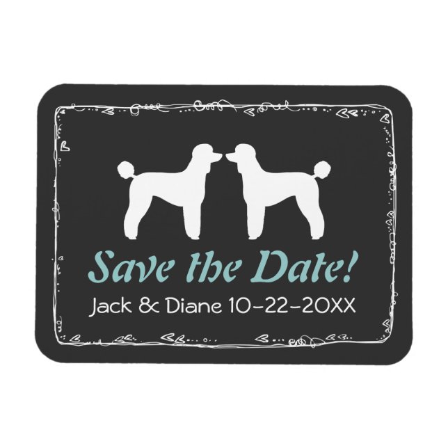 Standard Poodle Silhouettes Wedding Save the Date Magnet (Horizontal)