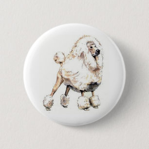Standard Poodle White 2 Inch Round Button