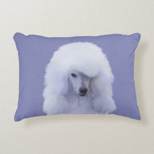 Standard Poodle White Painting - Original Dog Art Accent Pillow