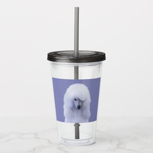 Standard Poodle White Painting - Original Dog Art Acrylic Tumbler (Front)
