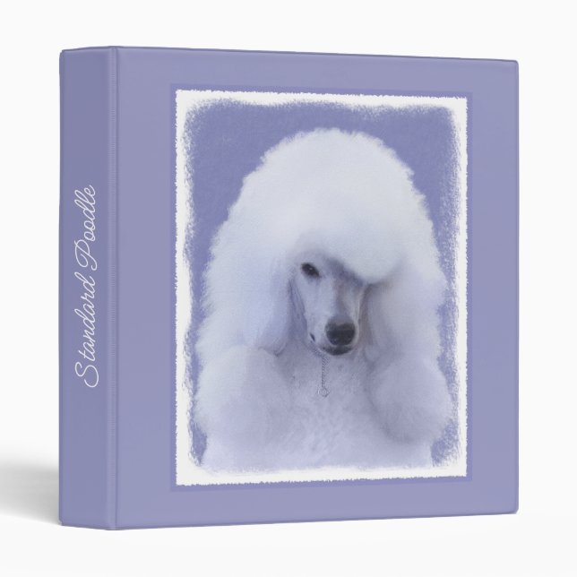 Standard Poodle White Painting - Original Dog Art  Binder (Front/Spine)
