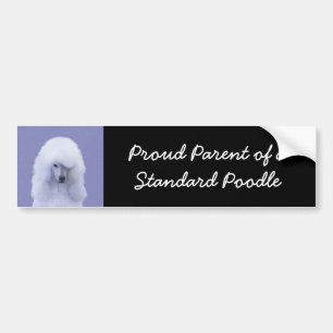 Standard Poodle White Painting - Original Dog Art Bumper Sticker