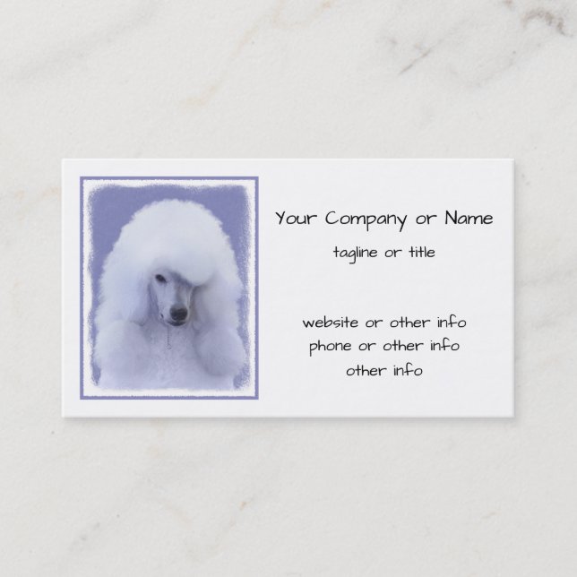 Standard Poodle White Painting - Original Dog Art Business Card (Front)