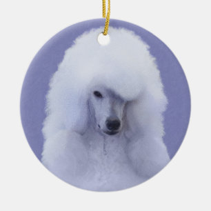 Standard Poodle White Painting - Original Dog Art Ceramic Ornament