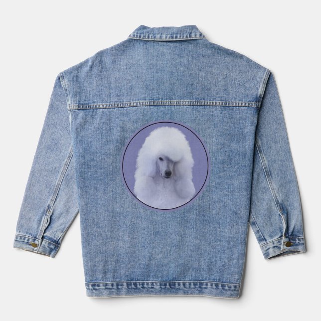 Standard Poodle White Painting - Original Dog Art Denim Jacket (Back)