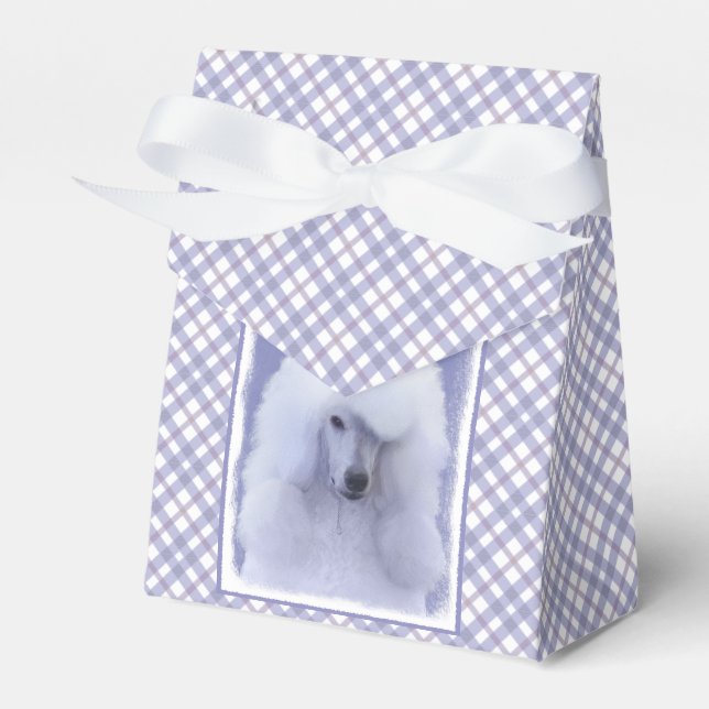 Standard Poodle White Painting - Original Dog Art Favor Box (Front Side)