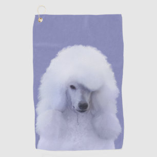 Standard Poodle White Painting - Original Dog Art Golf Towel