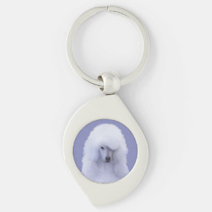 Standard Poodle White Painting - Original Dog Art Keychain