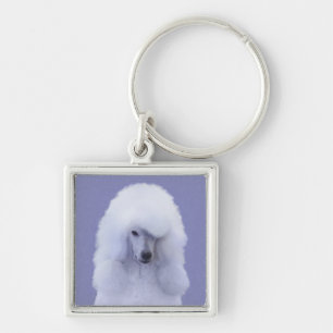 Standard Poodle White Painting - Original Dog Art Keychain