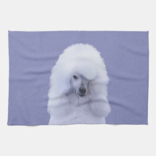 Standard Poodle White Painting - Original Dog Art Kitchen Towel