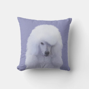 Standard Poodle White Painting - Original Dog Art Outdoor Pillow