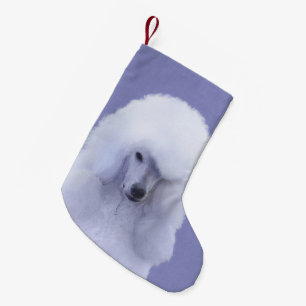 Standard Poodle White Painting - Original Dog Art Small Christmas Stocking