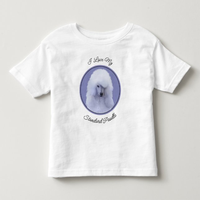 Standard Poodle White Painting - Original Dog Art Toddler T-shirt (Front)