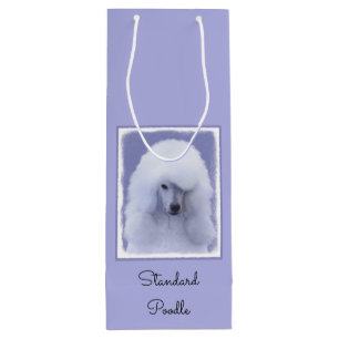 Standard Poodle White Painting - Original Dog Art Wine Gift Bag