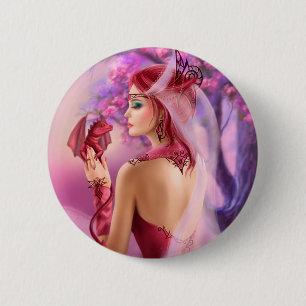 Standard, Round Button  Beautiful fantasy woman