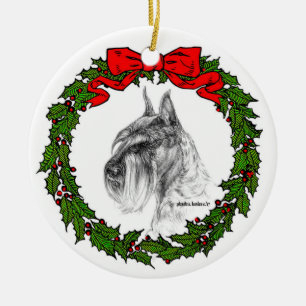Standard Schnauzer Art by Glenda S. Harlan Ceramic Ornament