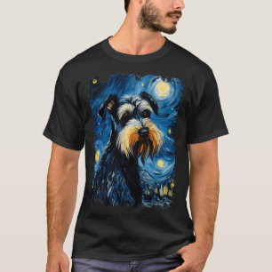 Standard Schnauzer Dog Starry Night Painting Dad  T-Shirt