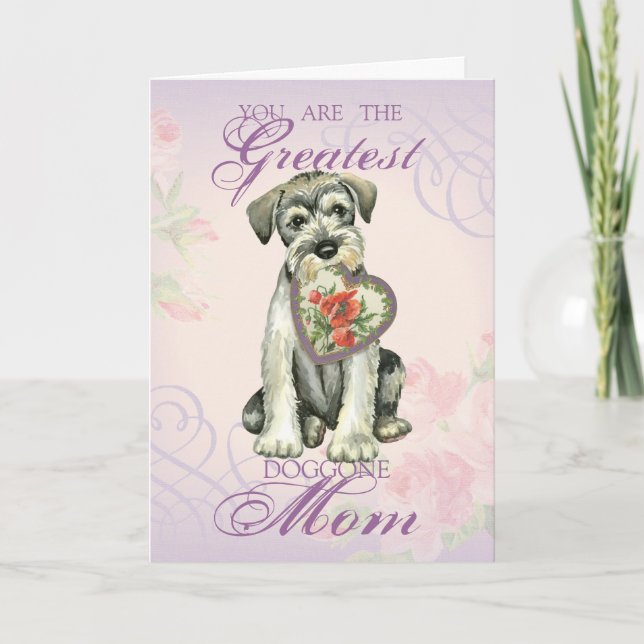 Standard Schnauzer Heart Mom Card (Front)