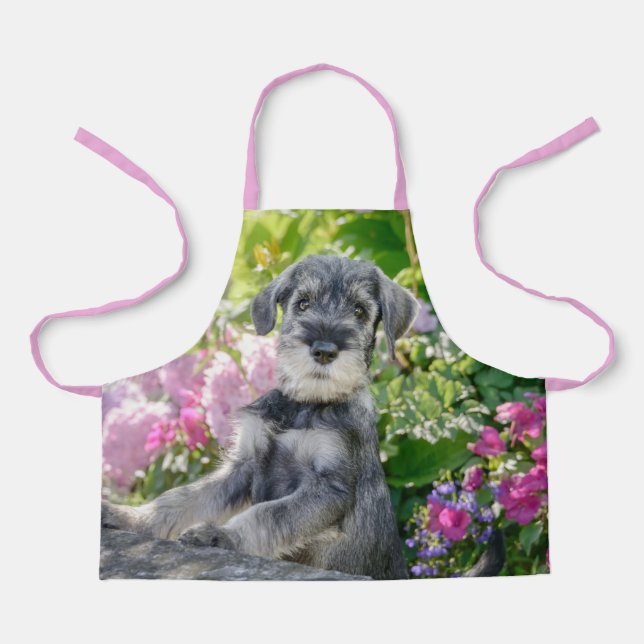Standard Schnauzer Puppy in a Flowering Garden - Apron (Front)