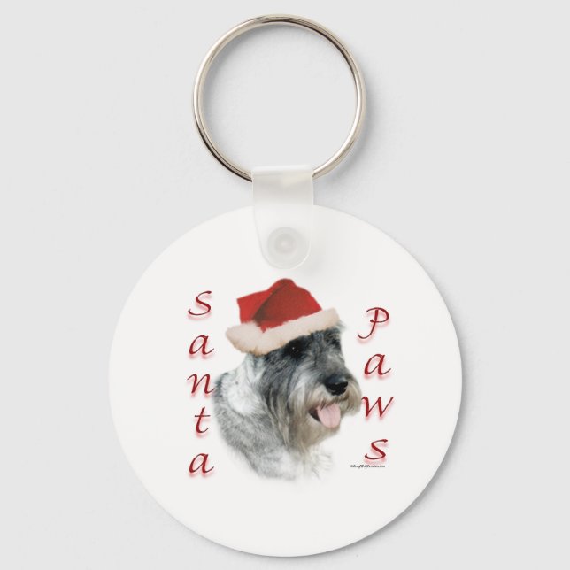 Standard Schnauzer Santa Paws Keychain (Front)