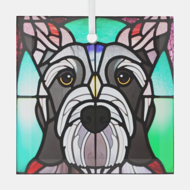 Standard Schnauzer "Stained Glass" Glass Ornament (Front)