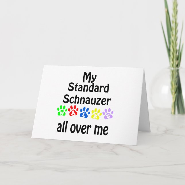 Standard Schnauzer Walks Design Holiday Card (Front)