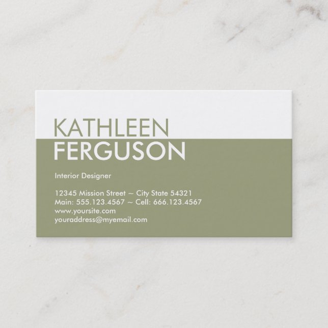 Standard two tone colour block green professional business card (Front)