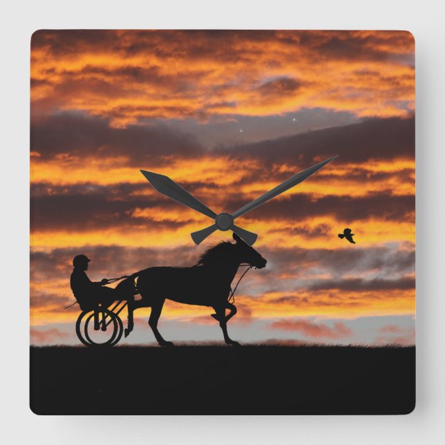 Standardbred Trotting Racehorse Wall Clock (Front)