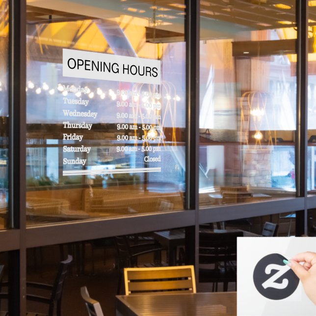 Standart Opening Hours Window Cling (Restaurant Window)