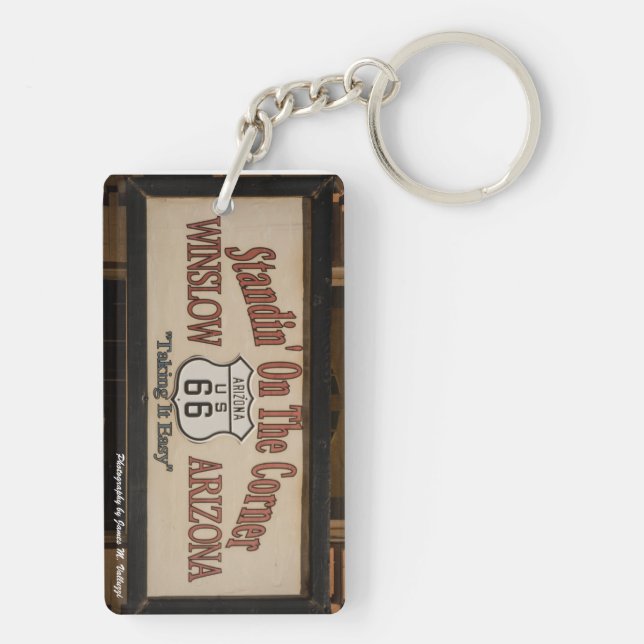 Standin' On The Corner in Winslow, AZ. Keychain (Back)
