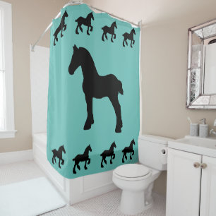 Standing and Prancing Draught Horse Silhouette