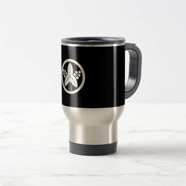 Standing arrowhead in circle travel mug (Front Right)