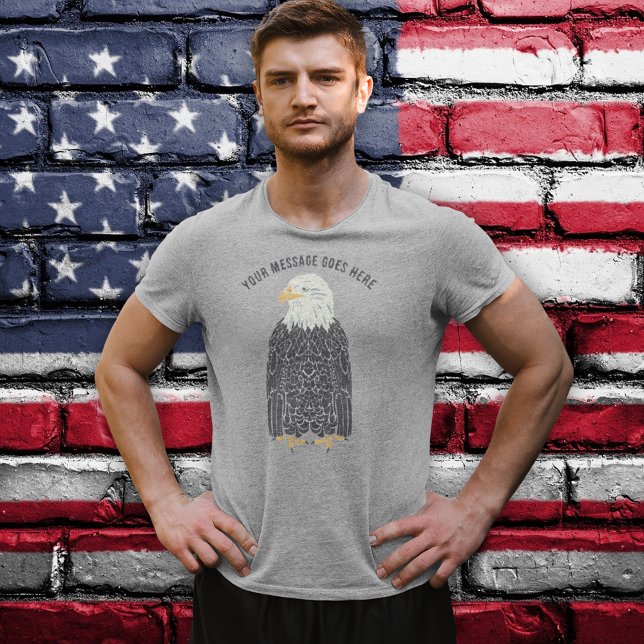 Standing Bald Eagle Illustration Custom Message T-Shirt (Creator Uploaded)