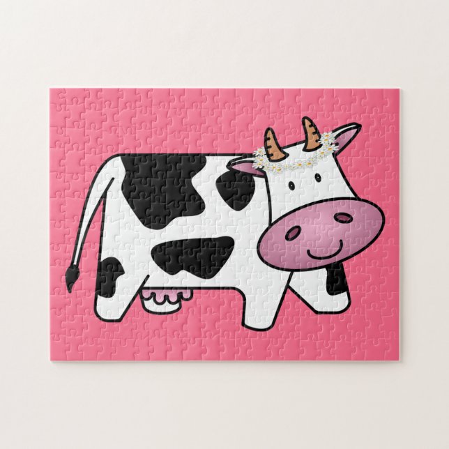 Standing Cow with Daisies Jigsaw Puzzle (Horizontal)
