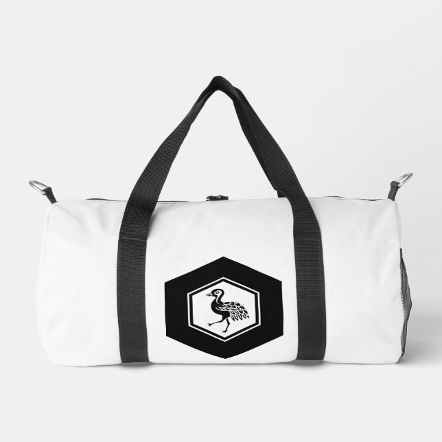 Standing Crane in Tortoiseshell Duffle Bag (Front)