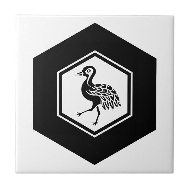 Standing Crane in Tortoiseshell Tile (Front)