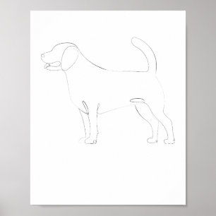 Standing Dog One-Line Drawing 1 Poster