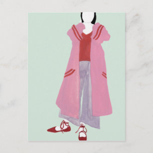 Standing Fashion Figure - Oversized Jacket Postcard