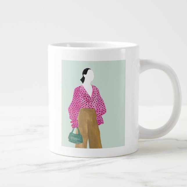 Standing Fashion Figure - Polka Dot Top Large Coffee Mug (Right)