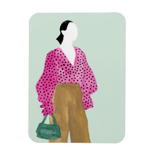 Standing Fashion Figure - Polka Dot Top Magnet