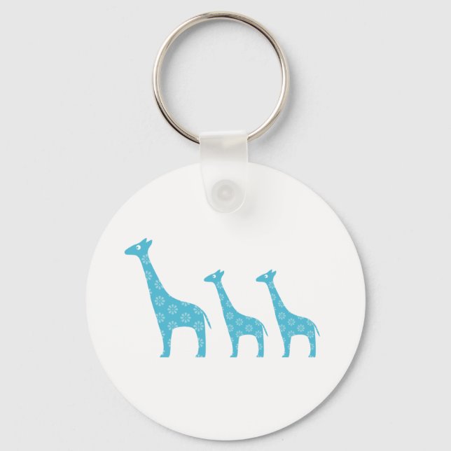 Standing Giraffes (Blue) Keychain (Front)